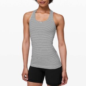 Lululemon Cool Razorback II - Black & White Striped Tank Top